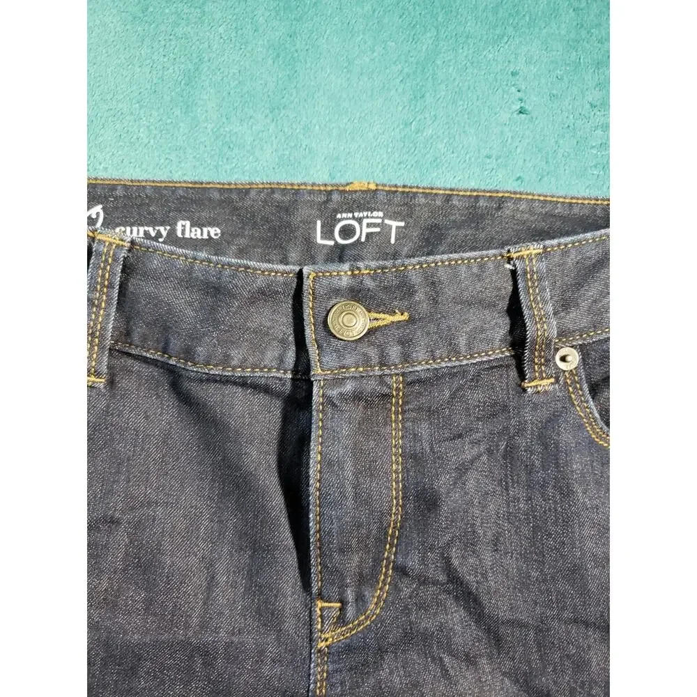 Loft Jeans Size 10 Women Blue Pants Denim Stretch Mid Rise Curvy Flared Wide Leg
